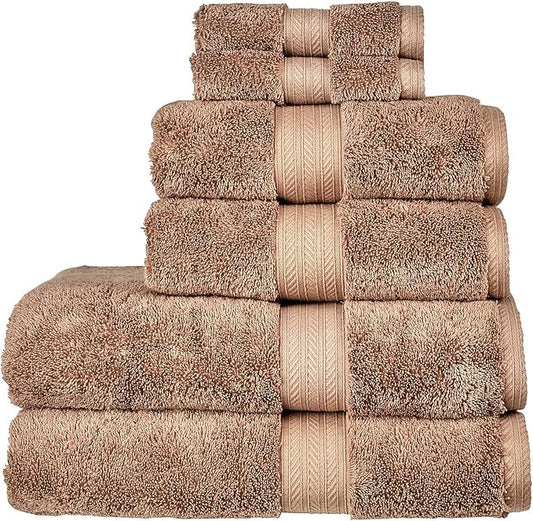 Christy Renaissance 6 Piece Towel Set | Mink Brown | 100% Egyptian Cotton | Luxuriously Soft and Super Absorbent | 675 GSM | 2 Bath Towels 2 Hand Towels 2 Face Cloths
