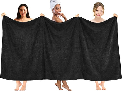 DAN RIVER Pack of 1 Bath Sheet 40x80 Inches, Oversized Black Bath Towels, Fluffy and Thick Extra Large Bath Sheets