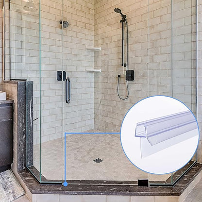 Shower Door Bottom Seal 2-Pack 3/8" x 39" Frameless Glass Shower Door Seal Strip Stop Leaks Create a Water Barrier with Extra Long Lip Covers up to 0.787" (20mm) Gap Replacement Bottom Seal