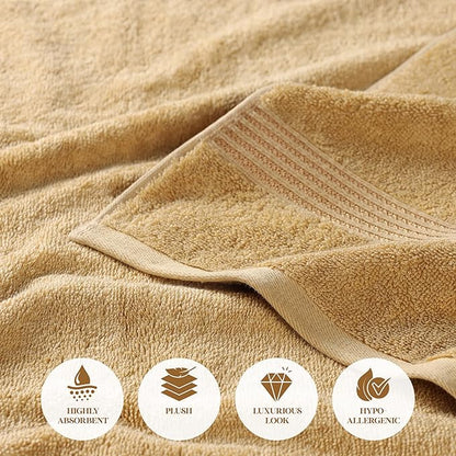 Superior Luxury Cotton Bath Towel - 6 Piece Set, Premium Egyptian Cotton Towels, Gold