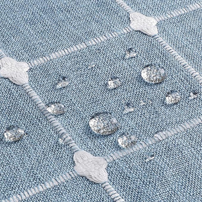 MitoVilla Blue Farmhouse Shower Curtain Set 72 x 78, Boho 78 inch Long Polyester Linen Tassel Fabric Shower Curtain Set for Chic Cottagecore French Rustic Bathroom Decor