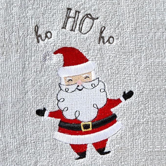 SKL Home Christmas/Winter Santa Hand Towel 2pc Set for Bath/Kitchen & Gift, Gray