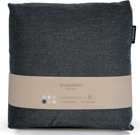 BADESOFA® Luxury Bath Pillow M - Lusciously Soft & Comfortable Tub Pillow for Bathtub - Washable & Quick-Drying Bath Back Pillow - Non-Slip Full Body Tub Pillow - Luxury Spa Cushion in Charcoal