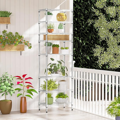 IZEUK 8 Tier Adjustable Metal Storage Shelving Unit, Heavy Duty Standing Rack Organizer for Kitchen, Pantry, Laundry Room, Garage or Basement, 2000 lbs Capacity, 23.6 W x 13.8 D x 79.5 H, Chrome