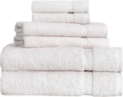 SALBAKOS 100% Turkish Cotton 6-Piece Towel Set | Heirloom Quality Hotel & Spa Collection | Soft, Super Absorbent 2 Washcloth, 2 Hand, 2 Bath Towel Sets | Made in Turkey (Ivory, 6 Piece Towel Set)