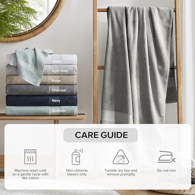 Comfort Spaces Turkish Bathroom Towel Set 6 Piece Luxury Bath Towel Set 2 Hand Towel for Bathroom 2 Washcloth 2 Large Bath Towel Sets Long Staple Ultra-Soft Quick Dry Towel Set Charcoal