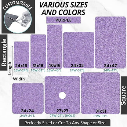 Non Slip Bathtub Mat Shower Mat for Tub - Loofah Bath Mats for Bathroom - 31x16 Bathtub Floor Mat - Textured Anti Slip Bath Mat Without Suction Cups - Secure Mat for Wet Areas (31x16 Purple)