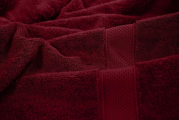 MAURA 6-Pack Premium Turkish Washcloth Set - Ultimate Luxury with Soft, Thick, Super Absorbent, and Oversized Cotton Face Towels - Ideal for a Hotel & Spa Quality Experience in Classic Burgundy