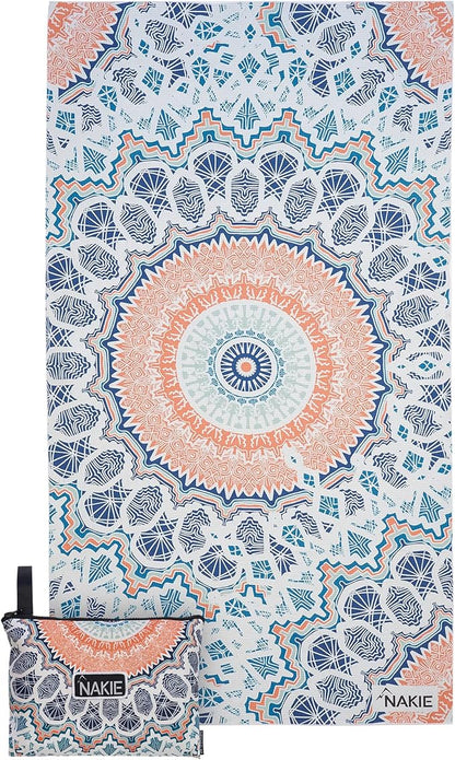 Nakie Sand Free Beach Towel, Quick Dry, Lightweight and Compact with Storage Bag, 160x90cm, Made from Recycled Bottles for Beach, Pool, Travel, Swimming and Outdoor Use (Sound of Summer)
