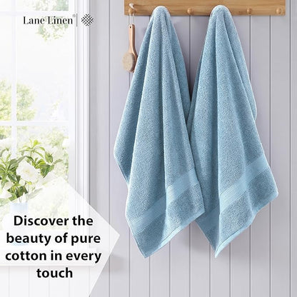 LANE LINEN 100% Ring Spun Cotton Bath Sheets (35''x66) - 4 Pcs - Ultra Soft, Pre Shrunk & Durable Luxury Extra Large Bathroom Towel Sets - Multipurpose, Hotel Quailty Oversized Towels - Cerulean Blue