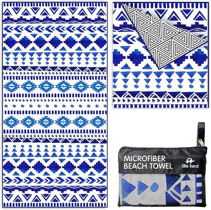 Elite Trend Quick Dry Towel Extra Large 78x35 Inch - Microfiber Beach Towel - Perfect for Beach, Travel, Swimming, Pool, Yoga, Hiking, Camping - Lightweight, Fast Drying, Compact for Adults (Aztech)