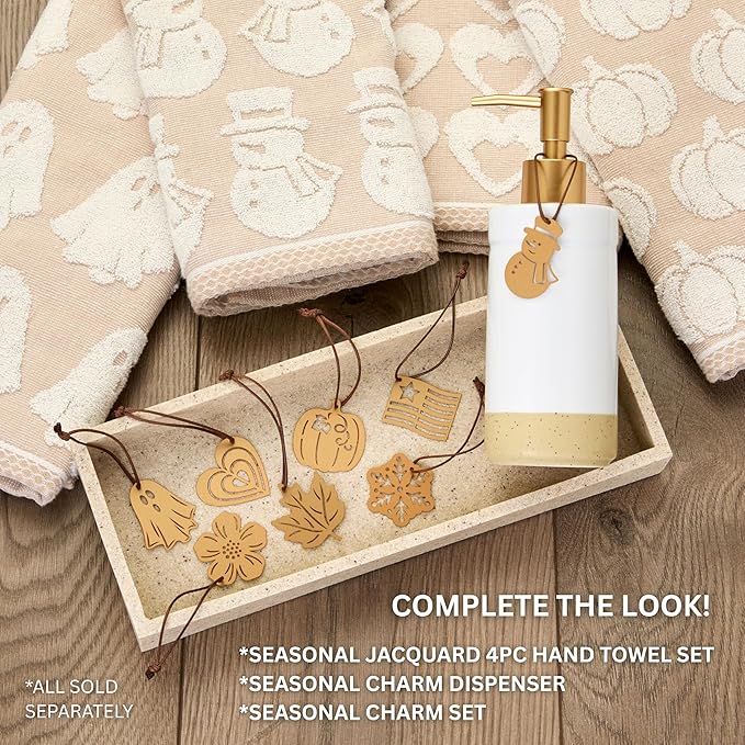 SKL Home Seasonal Charm Set, 4 Metal Holiday Attachments for Seasonal Soap/Lotion Dispenser, Warm Gold