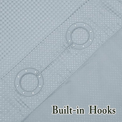 Gibelle No Hook Waffle Weave Shower Curtain with Snap-in Fabric Liner Set for Bathroom, Hotel Style with Mesh Top Window, Waterproof & Washable, Fog Blue, 72x74