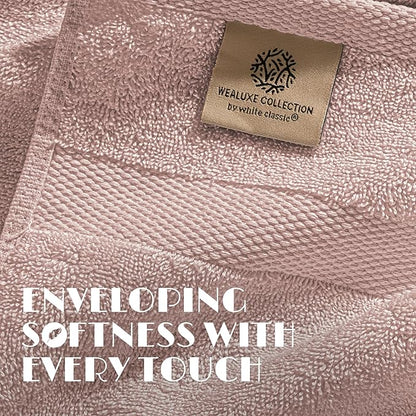 White Classic Pink Hand Towels for Bathroom [12 Pack] Cotton Hand Towel Bulk for Gym, Kitchen and Spa, 16x27 Inches Soft Highly Absorbent Quick Dry Terry Salon Towels