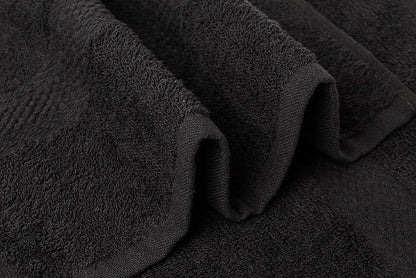 BIOLINEN Cotton Salon Towels Set 15"x25" Pack of 24 Ultra Soft 100% Cotton Gym Towel Hand Towel White Black Daily Usage Maximum Softness Absorbency for Home Gym Spa, Easy Care (Black)