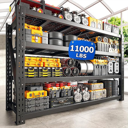 Bepatio 11000LBS Garage Shelving Heavy Duty, 72" H Storage Shelves Adjustable 4-Tier Metal Shelves, Industrial Shelving for Garage,Shop, Warehouse, Basement, Commercial, 72" H× 60" W × 24" D, Black