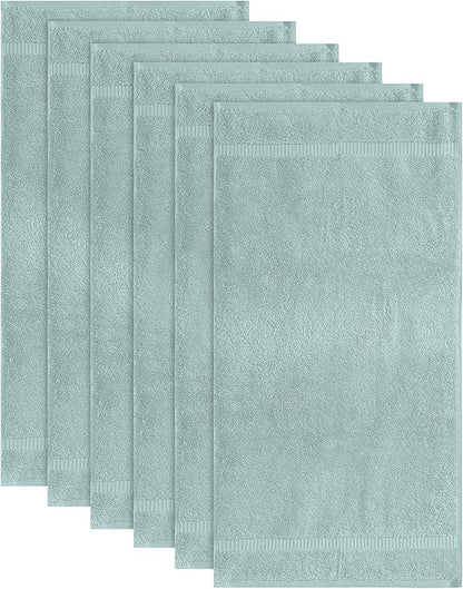 SALBAKOS 100% Turkish Cotton Hand Towel Set of 6 16x30 inch | Heirloom Quality | Hotel & Spa Collection | Soft, Absorbent, Long Lasting Hand Towels | Made in Turkey (Seafoam Green, 6 Hand Towels)
