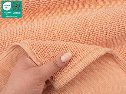 American Soft Linen Bath Rug, 20 in 34 in 100% Cotton Bath Mats Rugs for Bathroom, Slip Reducer Washable Shaggy Form Area Rugs, Malibu Bath Rug
