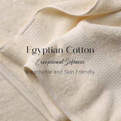 Superior Egyptian Cotton Pile Bath Towel Set of 2, Ultra Soft Luxury Towels, Thick Plush Essentials, Absorbent Heavyweight, Guest Bath, Hotel, Spa, Home Bathroom, Shower Basics, Cream