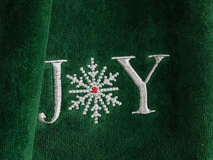 American Soft Linen Christmas Bath Towels Bathroom Set, 2 Packed Embroidered Decorative 100% Turkish Cotton Hand Bath Towels, Dish Towels for Decor Xmas, Joy-Believe