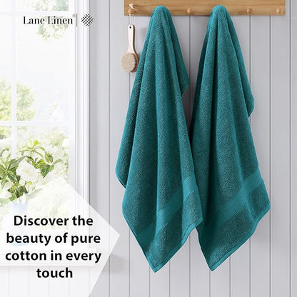 LANE LINEN Premium 4 Pack Bath Towels Set (28"x54") - 100% Ring Spun Cotton, Large Cotton Towels for Bathroom - Durable, Quick Dry, Soft & Absorbent Bath Towel - Perfect Family Set - Sea Port