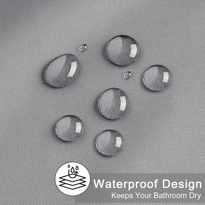 AooHome Shower Curtain Liner, Fabric Bathroom Curtain with Hooks for Hotel, Water Repellent, Light Grey, 72 Width x 75 Height Inch