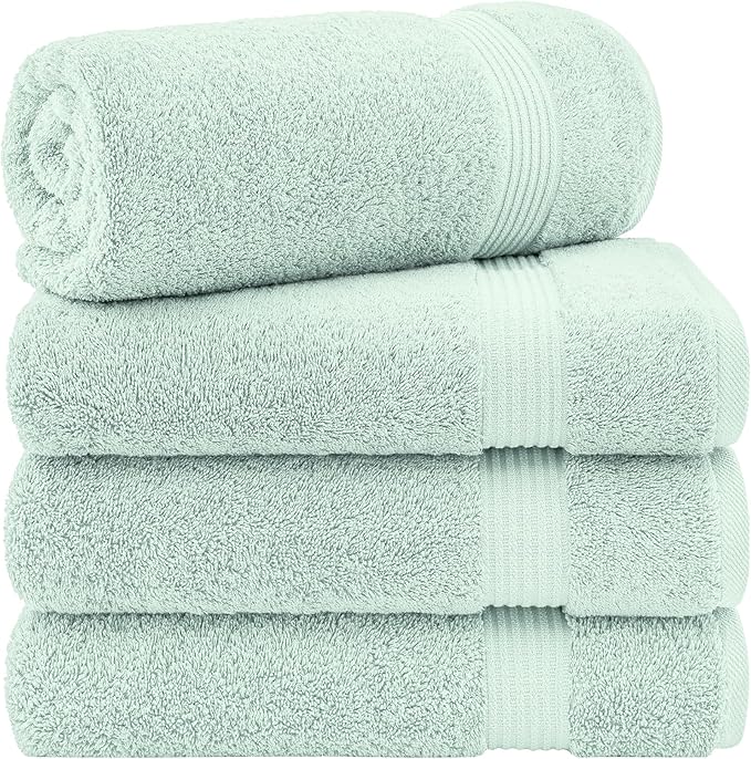 Cotton Paradise 4 Piece Turkish Bath Towels for Bathroom, 100% Cotton Extra Large Soft Plush Towels Bathroom Set, Mint Green