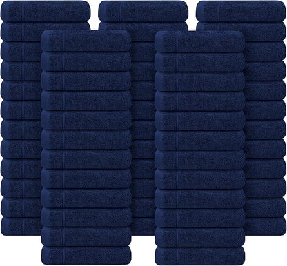 Tens Towels Pack of 60 Washcloths, 12 x 12 Inches, Lighter Weight, Quick to Dry, Super Soft & Absorbent, Gentle Face Towels, Hotel Quality, Perfect for Bathroom, Gym, Spa (Navy, 60 Pack)