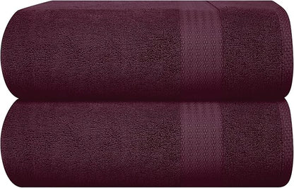 GLAMBURG Premium Cotton Oversized 2 Pack Bath Sheet 35x70-100% Pure Cotton - Ideal for Everyday use - Ultra Soft & Highly Absorbent - Machine Washable - Burgundy