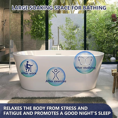 61" Acrylic Free Standing Tub, Stand Alone Tub, Freestanding Bathtub, Soaking Bathtub, cUPC Certified, LT(Glossy White)