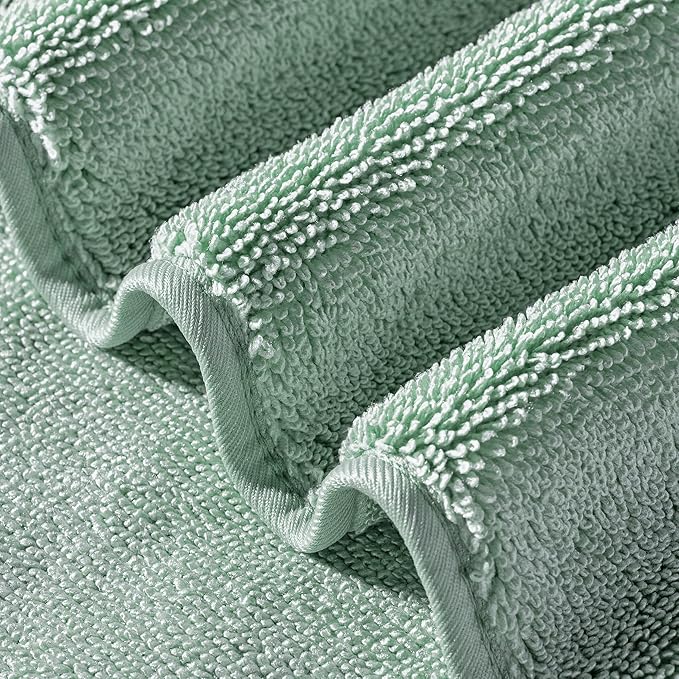 POLYTE Ring Spun Microfiber Oversize Quick Dry Lint Free Bath Towel, 60 x 30 in, Pack of 2 (Green)
