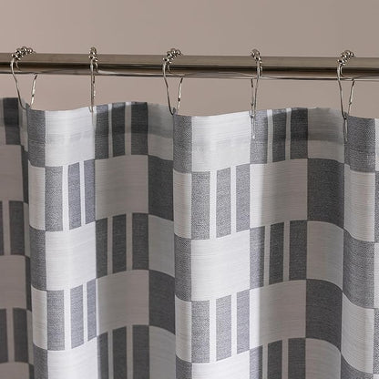 SLEEP ZONE Grey Checkered Shower Curtain Waterproof Curtains for Bathroom Decor Bathtub Geometic Shower Curtain 72" × 72"