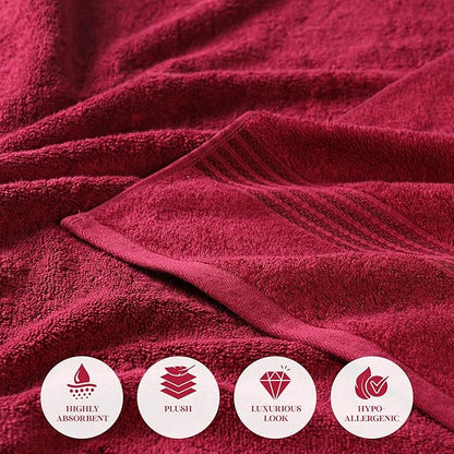 Superior Egyptian Cotton 2-Piece Bath Sheet Towel Set, Oversized Body Towels For Adults And Kids, Large Towel For Bath, Shower, Guest Bathroom, Spa, Gym, Resort, Essentials, Airbnb, Burgundy