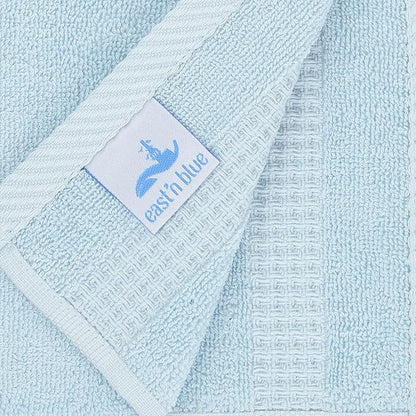 EastNBlue Lara 100% Turkish Cotton Washcloths 4 Pack, Extra Soft & Absorbent Wash Cloths for Face & Body (12" x 12"), Terry Cloth, Small Hand Towels for Bathroom, Ice Blue