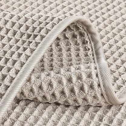 POLYTE 430 GSM Microfiber Lint Free Washcloth Face Towel, 13 x 13 in, 4 Pack (Waffle Weave)