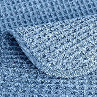 POLYTE 430 GSM Microfiber Lint Free Washcloth Face Towel, 13 x 13 in, 4 Pack (Waffle Weave)