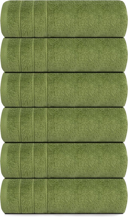 Tens Towels Pack of 6 Hand Towels, 100% Cotton, Lighter Weight, Quick to Dry, 16 x 28 Inches, Super Soft & Absorbent, Perfect for Bathroom & Kitchen, Green