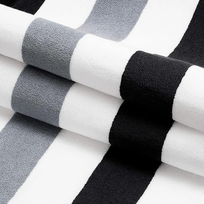 Laguna Beach Textile Co. Striped Cabana Oversized Beach Towel (Black & Gray)