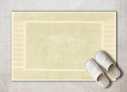 White Classic Luxury Bath Mat Floor Towel Set - Absorbent Cotton Hotel Spa Shower/Bathtub Mats [Not a Bathroom Rug] 22"x34" | 2 Pack | Beige