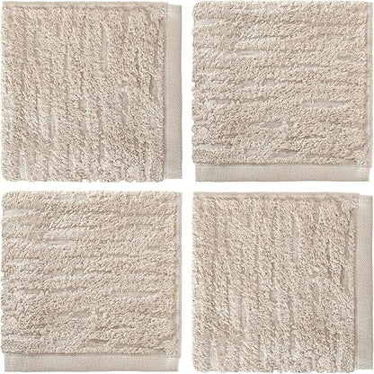 SKL Home CloudSoft Cotton Luxury 4-Piece Washcloth Set, Oatmeal
