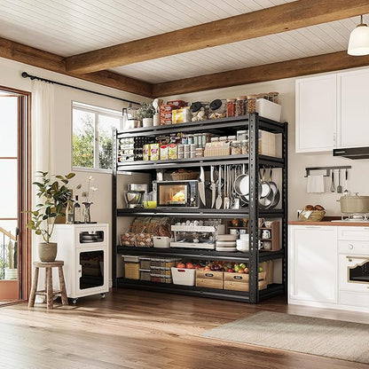 REIBII 48" W Garage Shelving, 5-Tier Wire Shelving Load 2750LBS, Adjustable Metal Storage Shelves, Garage Shelves for Basement, Warehouse, Workshop, Kitchen, 48" W x 18" D x 72" H