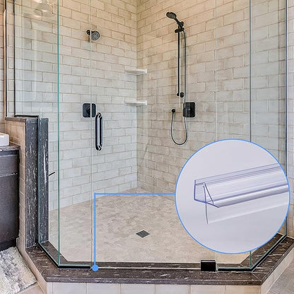 Shower Door Bottom Seal 2-Pack 1/4" x 36" Frameless Glass Shower Door Seal Strip Stop Leaks and Create a Water Barrier Replacement Shower Cubicle Screen Seal Strip
