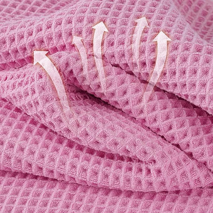 Microfiber Waffle Hand Towels, 4 Pieces, Soft, Absorbent, Fast Drying, Lint Free (Pink)