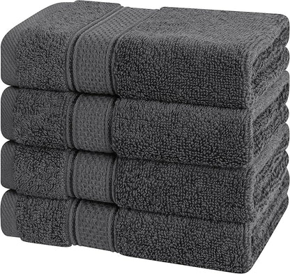 American Soft Linen Salem Washcloth Sets, 4 Piece Luxury 600 GSM 100% Cotton Washcloths for Bathroom, 13x13 inches Washrags Premium Quality Hand Face Towels, Dark Gray