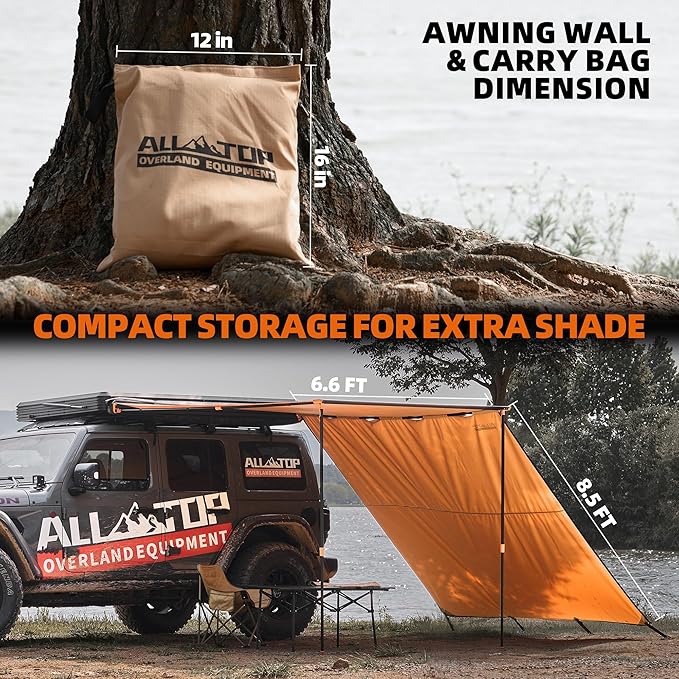 ALL-TOP Awning Wall Universal Multi-Side, 6.6ft x 8.5ft, Waterproof Ripstop UV-Resistant Awning Extension for Extra Privacy & Shade