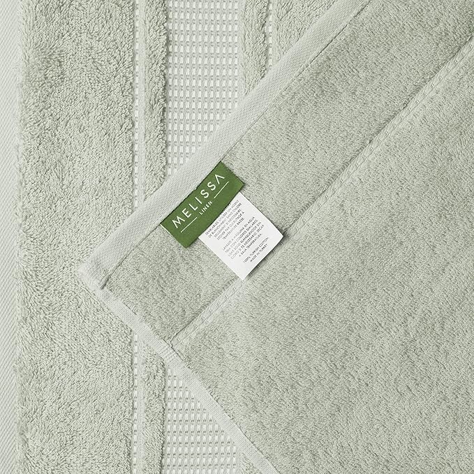 Melissa Linen, 2 Piece Hand Towel Set, 100% Turkish Cotton Face Hand Towels for Bathroom, 20 in x 35 in, Absorbent, Quick Dry, Durable and Soft, Spa and Hotel Quality, Mint Green