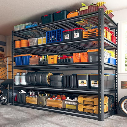 REIBII 55" W Garage Shelving, Heavy Duty Storage Shelves Load 3000LBS, 5 Tier Adjustable Metal Shelving Unit for Basement, Warehouse, Workshop, 55" W x 24" D x 72" H