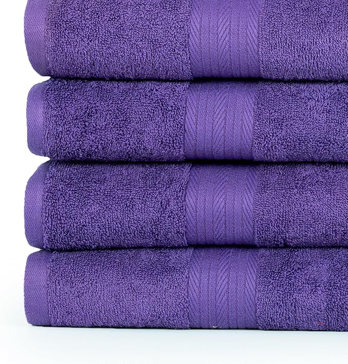 Ample Decor Bathroom Towel Set of 18-4 Hand Towel, 4 Bath Towel, 10 Wash Cloths - Oeko Tex Certified 600 GSM 100% Cotton - High Absorbency Quick Drying, Ideal for Gifting - Purple