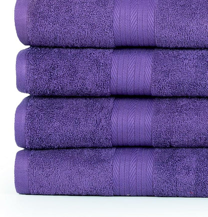 Ample Decor Bathroom Towel Set of 18-4 Hand Towel, 4 Bath Towel, 10 Wash Cloths - Oeko Tex Certified 600 GSM 100% Cotton - High Absorbency Quick Drying, Ideal for Gifting - Purple