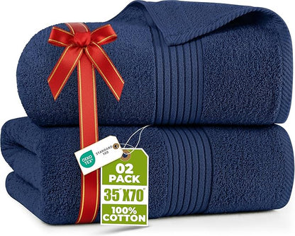Utopia Towels Extra Large Bath Sheets 2 Pack, 35 by 70 Inches,100% Cotton Highly Absorbent & Quick Dry Bath Towel for Adults, Super Soft Towel, Navy
